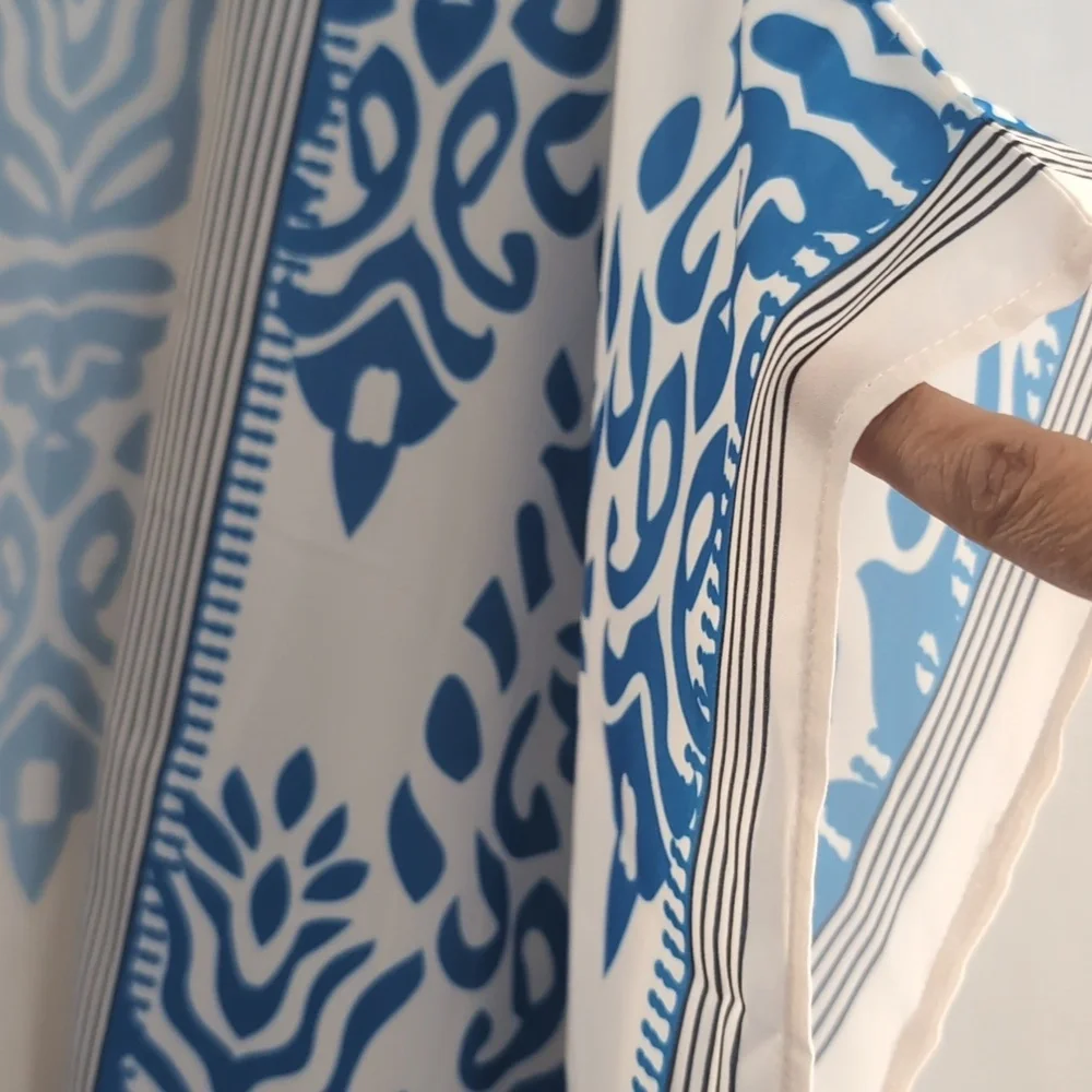 Blue and White Patterned Kimono